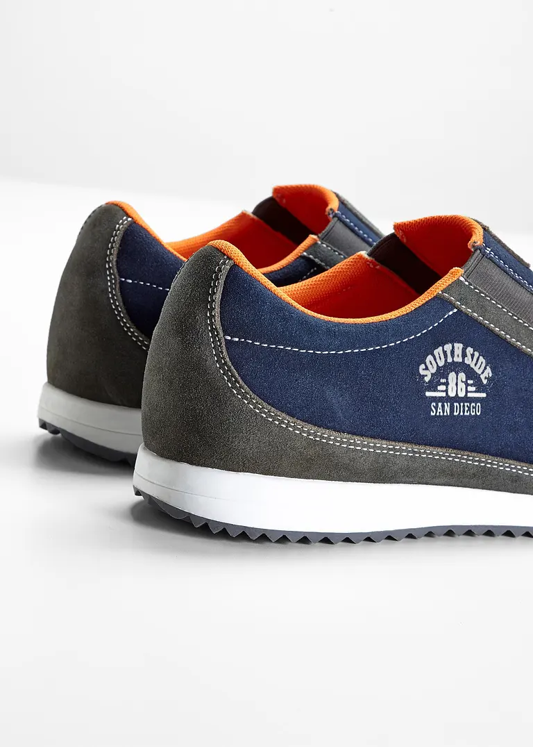 bonprix Stylisher Lederslipper mit Elastikeinsatz am Spann - blau Bis zu 65% Rabatt