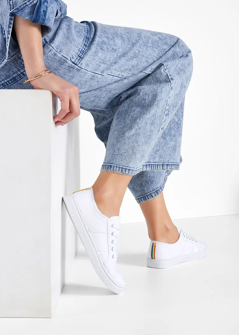 bonprix Modischer Sneaker mit Regenbogen Detail - weiß - Damen Sonderangebot der Fabrik