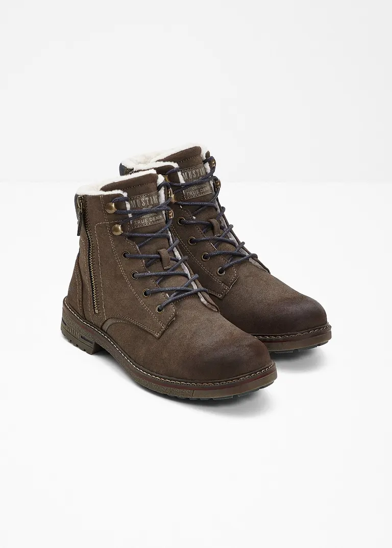 bonprix Warmgefütterter Schnür Boot von Mustang - braun im Angebot