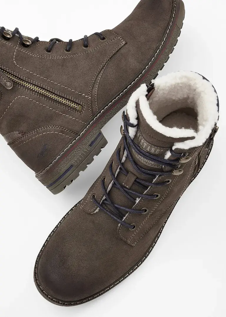 bonprix Warmgefütterter Schnür Boot von Mustang - braun im Angebot