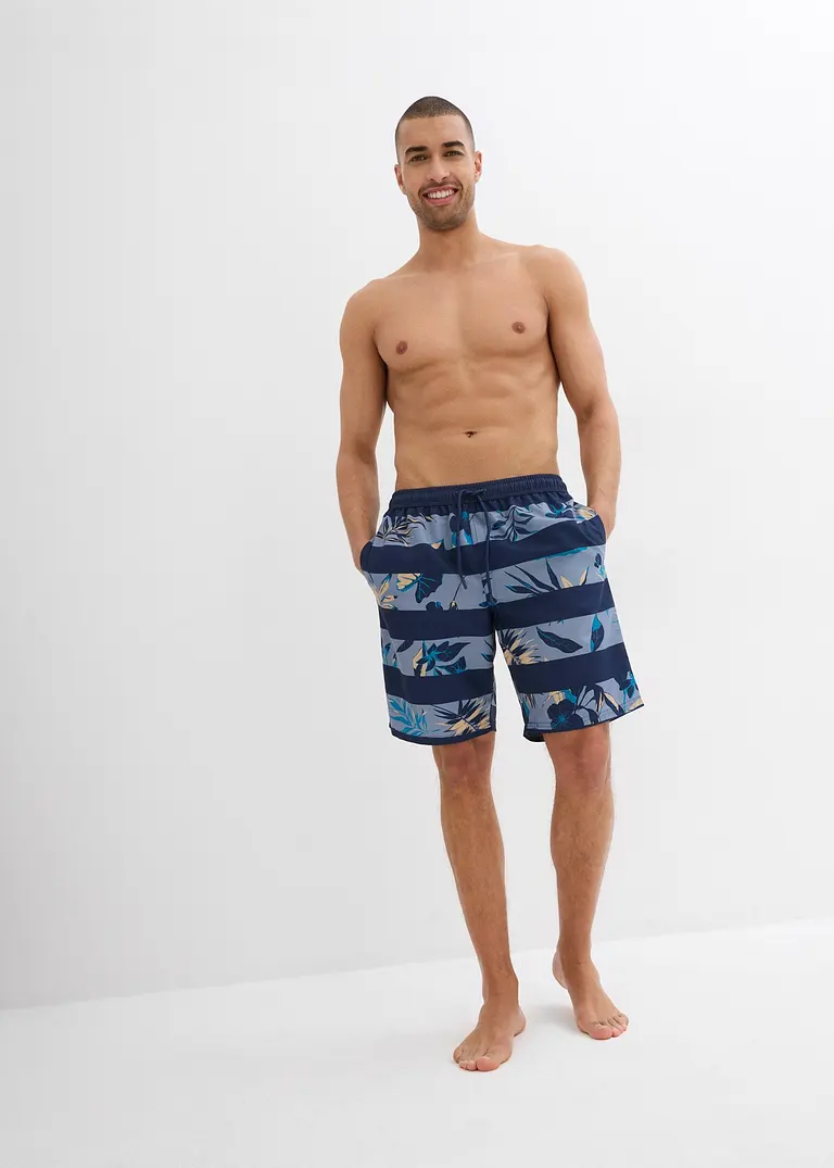 bonprix Modische Badeshorts mit schönem Druck - blau - Herren Limitierter Zeitrabatt