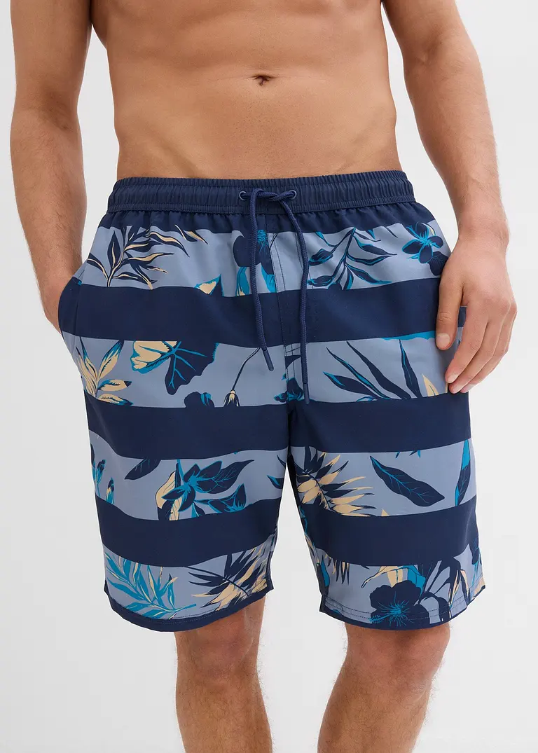 bonprix Modische Badeshorts mit schönem Druck - blau - Herren Limitierter Zeitrabatt