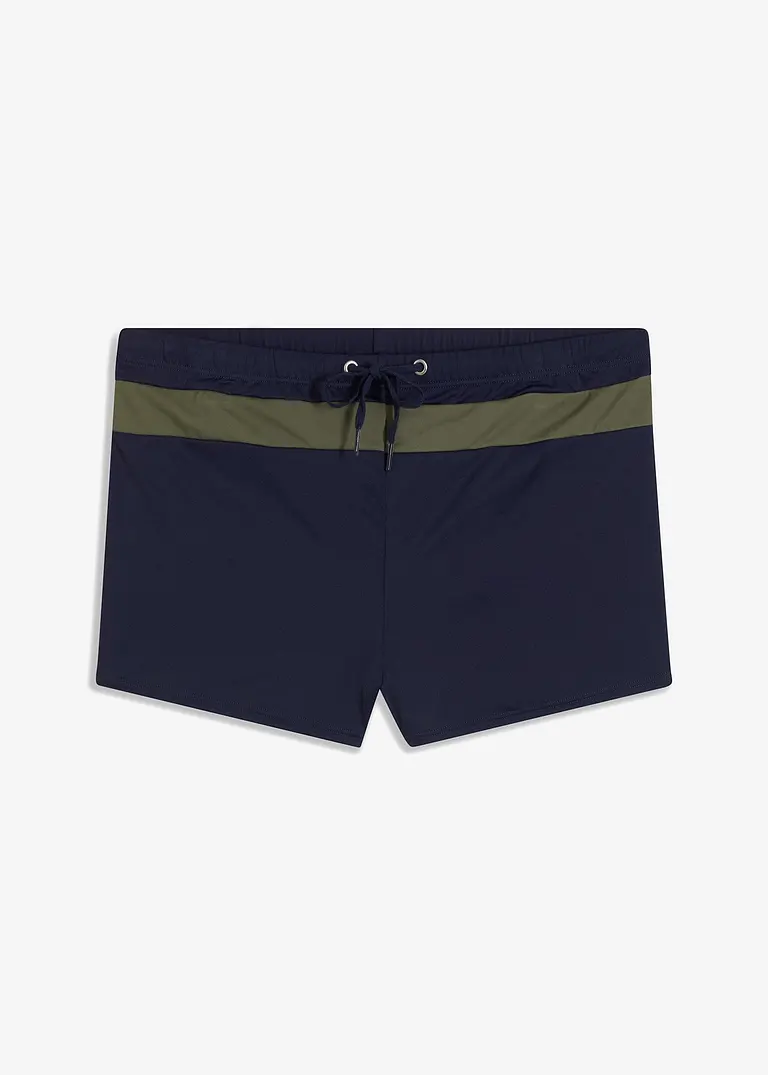 bonprix Bequeme Badehose mit Bindeband am Bund und Kontraststreifen