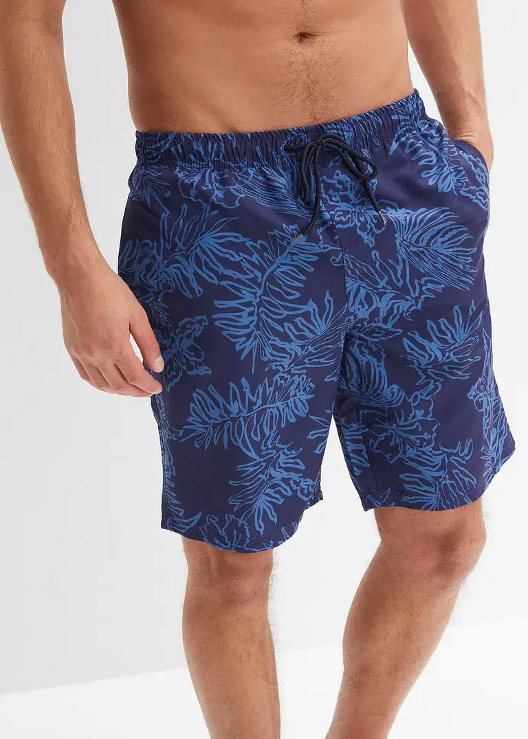 bonprix Sportliche Badeshorts mit modischem Druck - blau Rabatt