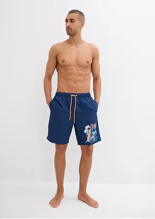 bonprix Bequeme Badeshorts mit dekorativem Druck - blau Flash Sale