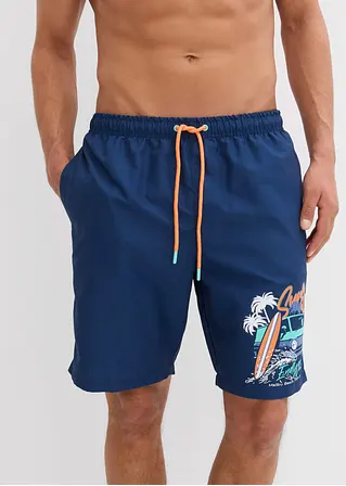 bonprix Bequeme Badeshorts mit dekorativem Druck - blau Flash Sale