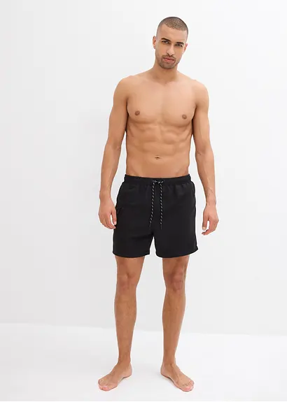 bonprix Modische Badeshorts mit seitlicher Tasche - schwarz Exklusivangebot