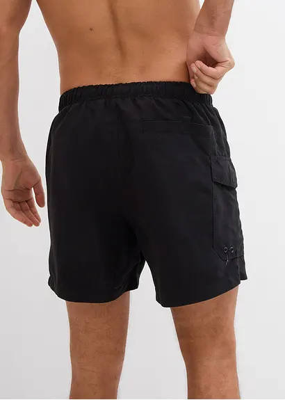bonprix Modische Badeshorts mit seitlicher Tasche - schwarz Exklusivangebot