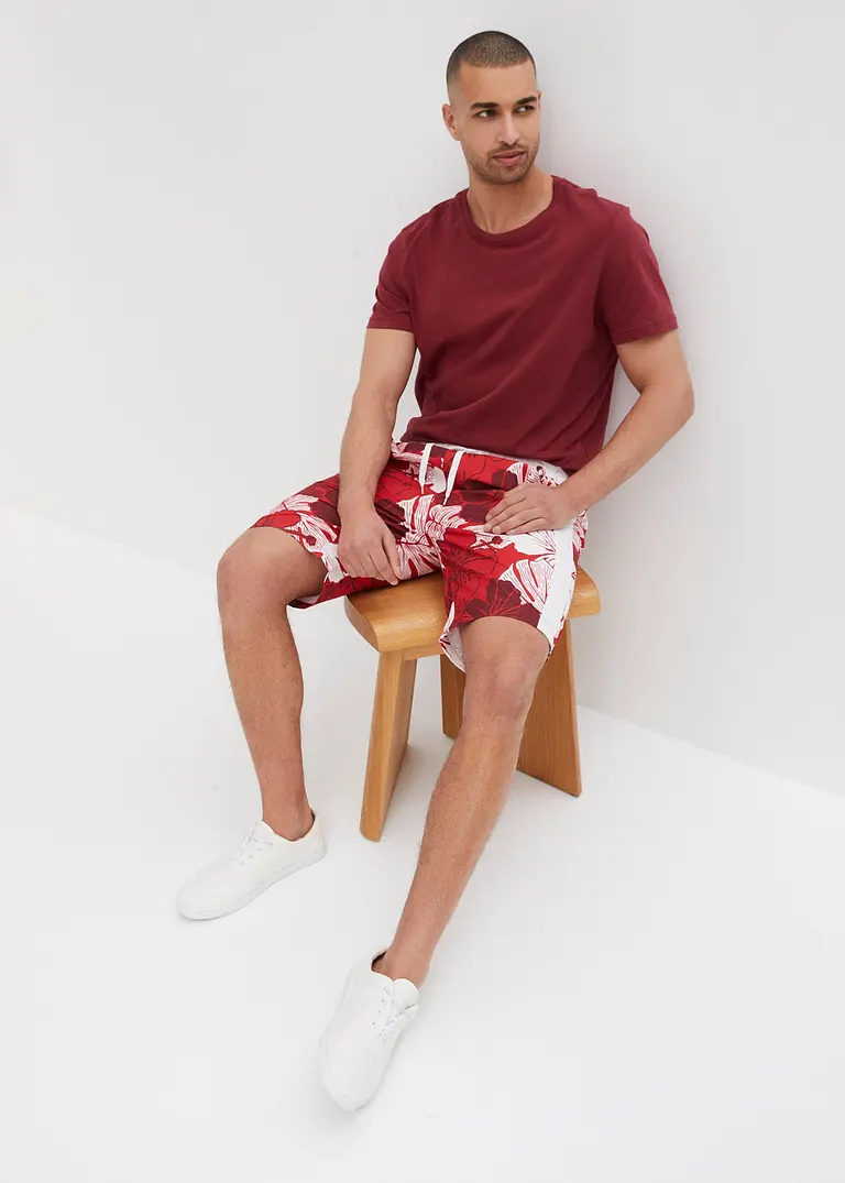 bonprix Sommerlich bedruckte Strand-Bermuda - rot - Herren Valentinstagsangebot