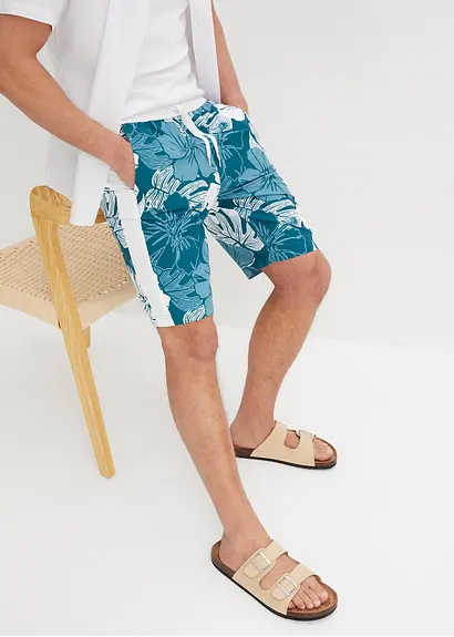 bonprix Sommerlich bedruckte Strand-Bermuda - petrol - Herren Jubiläumsangebot