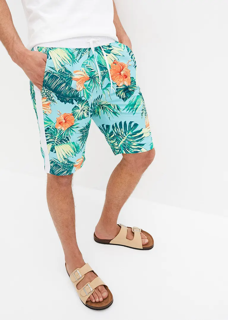 bonprix trendige Strandbermuda mit Allover-Druck - blau Lagerräumung