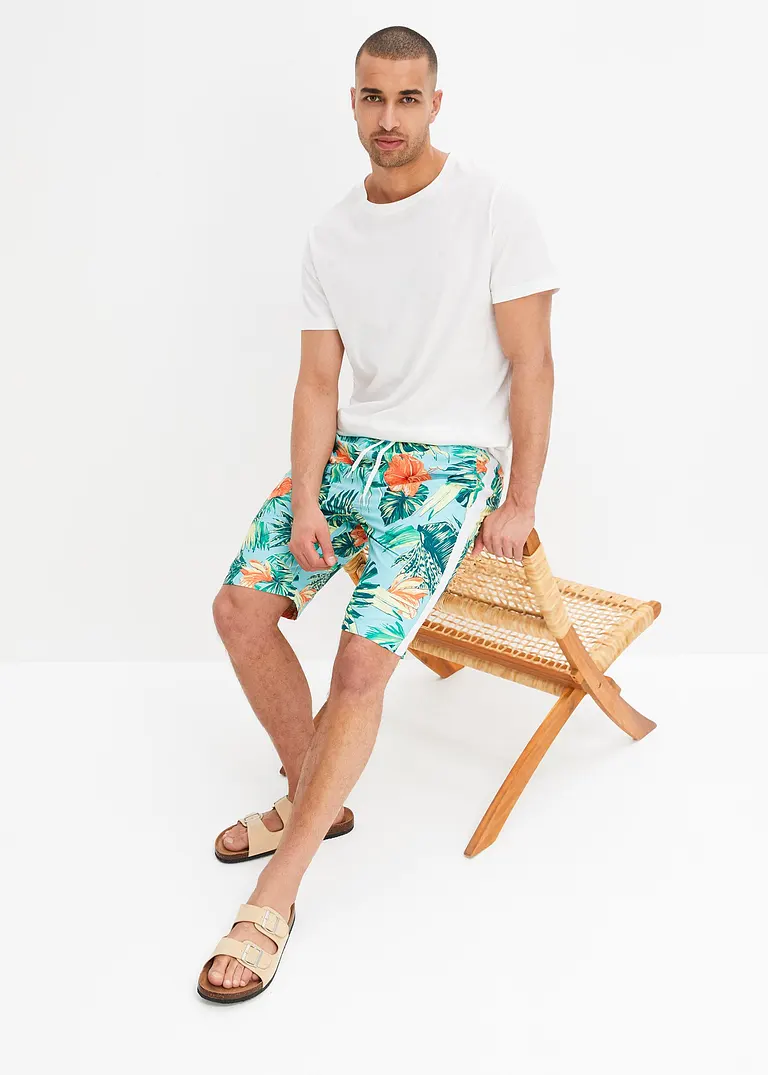 bonprix trendige Strandbermuda mit Allover-Druck - blau Lagerräumung