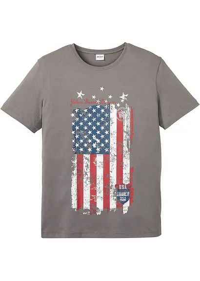 bonprix T-Shirt mit kernigem Print - grau - Herren Räumungsverkauf
