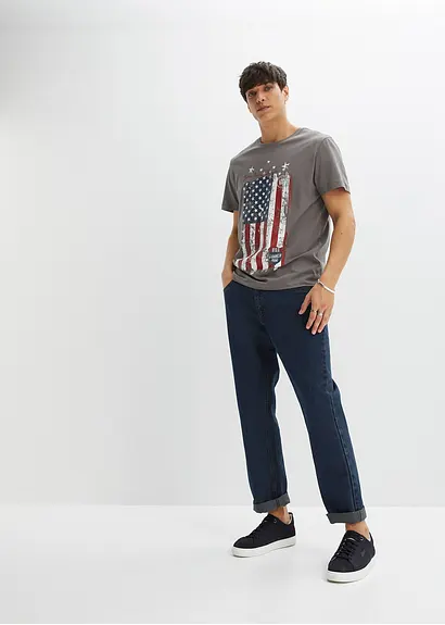 bonprix T-Shirt mit kernigem Print - grau - Herren Räumungsverkauf