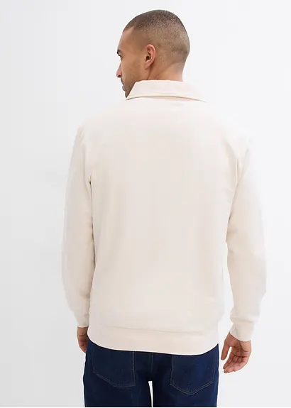bonprix Modisches Sweat-Polo aus Bio-Baumwolle - beige - Herren Kauf eins, bekomm eins gratis