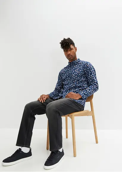 bonprix Bequem weit geschnittenes Langarmhemd mit Button-Down-Kragen in modischem Paisley-Muster Sonderangebote