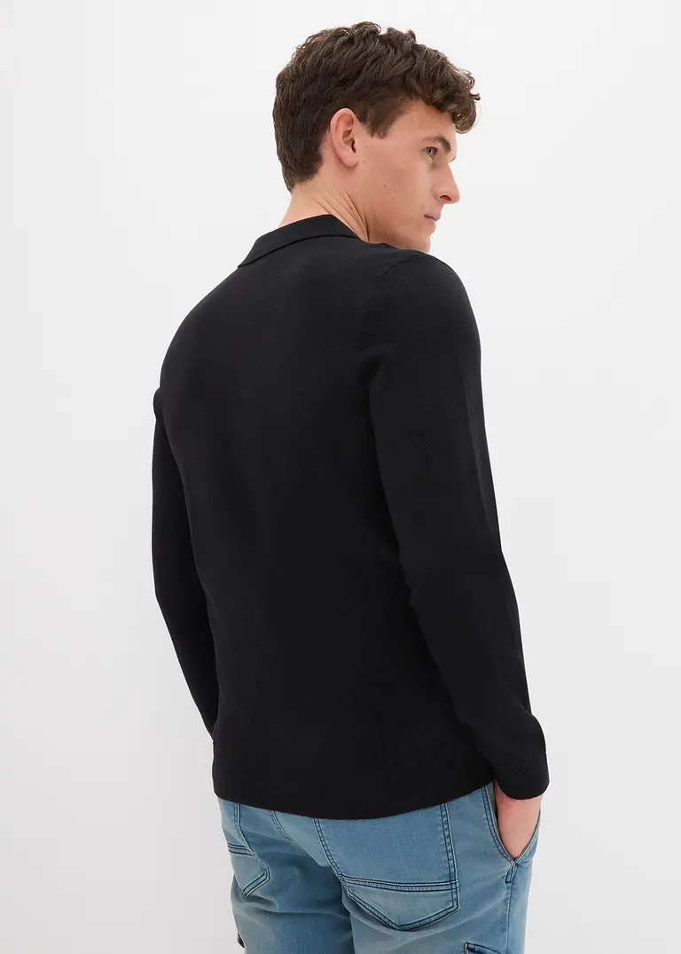 bonprix Pflegeleichtes Poloshirt in Feinstrick - schwarz Wochenangebot