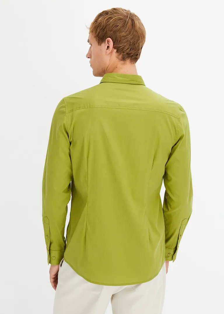 bonprix Herren Langarmhemd mit Stretch und leicht abgerundetem Saum Sonderangebot der Fabrik
