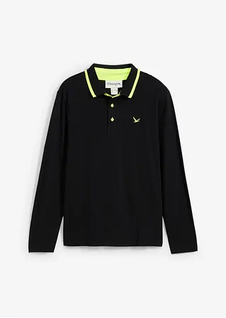 bonprix modernes Langarm-Poloshirt in Piqué-Qualität - schwarz Vierteljährliche Förderung