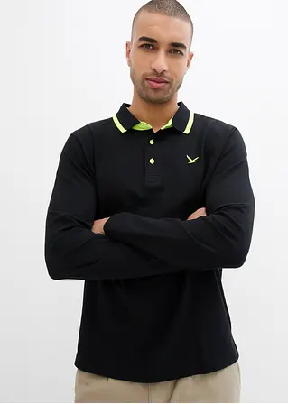bonprix modernes Langarm-Poloshirt in Piqué-Qualität - schwarz Vierteljährliche Förderung