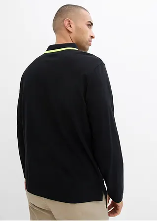 bonprix modernes Langarm-Poloshirt in Piqué-Qualität - schwarz Vierteljährliche Förderung