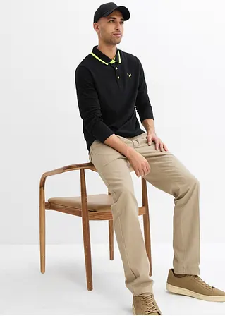 bonprix modernes Langarm-Poloshirt in Piqué-Qualität - schwarz Vierteljährliche Förderung