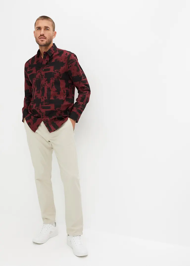 bonprix Modisch kariertes Langarmhemd - rot - Herren Discount Store für neue Produkte