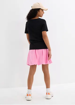bonprix Schlichts Mädchen T-Shirt mit dekorativer Knopfleiste - schwarz Speichern exportieren