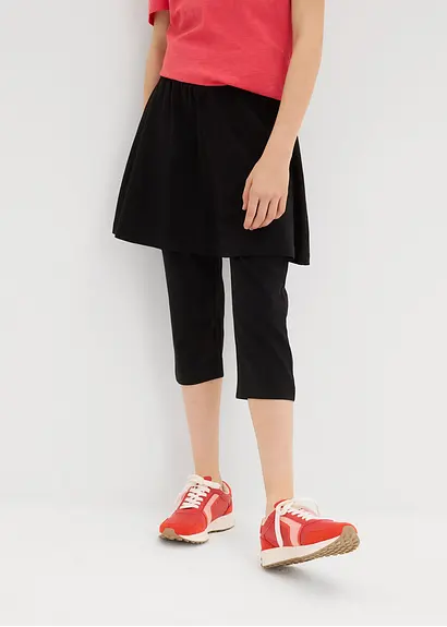 bonprix Mädchen Capri-Legging mit Rock aus elastischem Bio-Baumwoll-Mix zollfrei