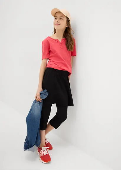 bonprix Mädchen Capri-Legging mit Rock aus elastischem Bio-Baumwoll-Mix zollfrei