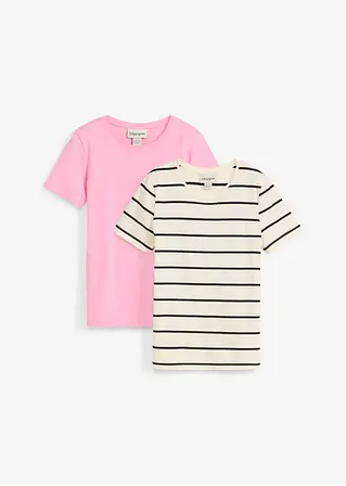 bonprix Mädchen Basic-Shirt im praktischen 2er-Pack - Kinder