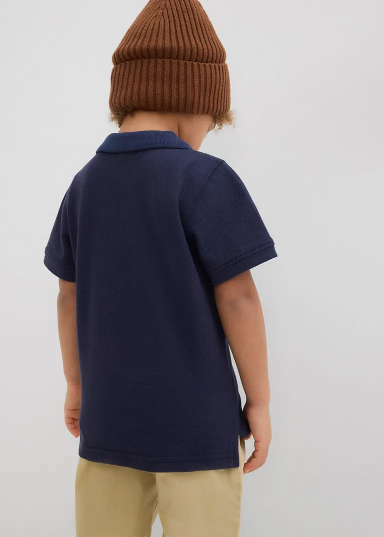 bonprix Schönes Basic Poloshirt für Jungen mit Seitenschlitzen - blau Angebote