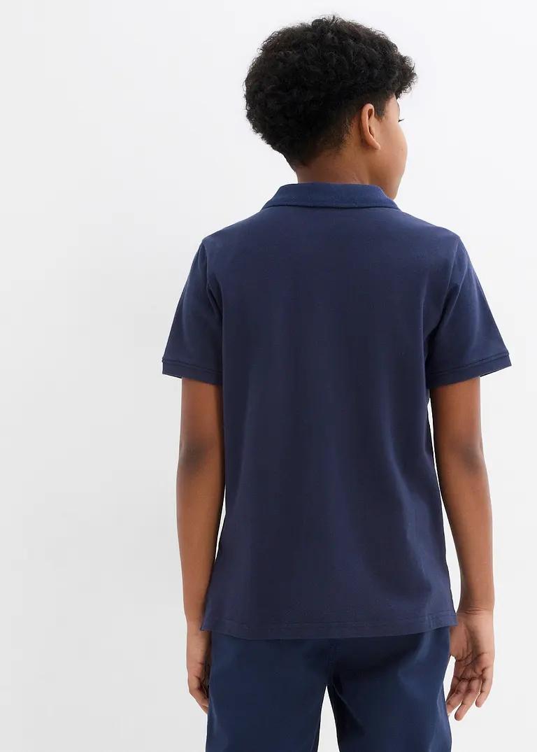 bonprix Schönes Basic Poloshirt für Jungen mit Seitenschlitzen - blau Hotsell