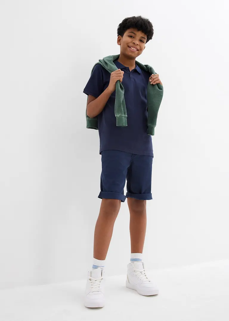 bonprix Schönes Basic Poloshirt für Jungen mit Seitenschlitzen - blau Hotsell