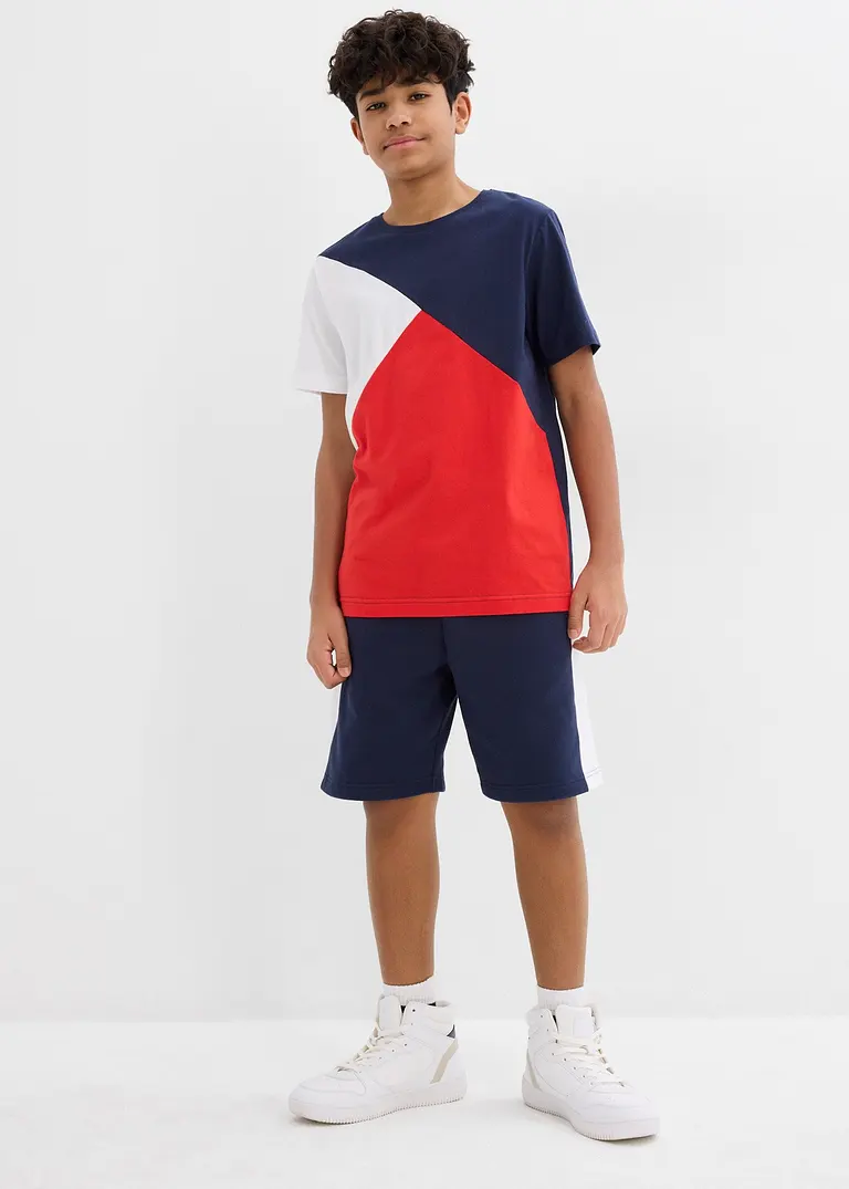 bonprix Cooles Jungen Set bestehend aus T-Shirt und Bermuda in Colorblocking-Optik Limitierter Zeitrabatt