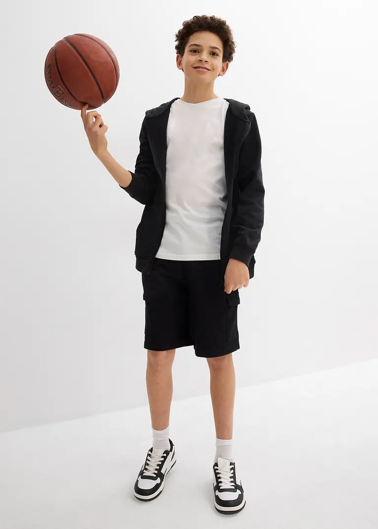 bonprix Schöne Jungen Sweat-Bermuda im Cargo-Style mit 4 Taschen - Kinder Fabrikpreis