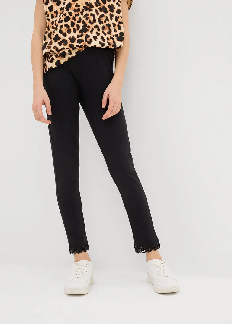 bonprix Mädchen Leggings im Bio-Baumwoll-Mix mit dekorativer Spitze Flash Sale