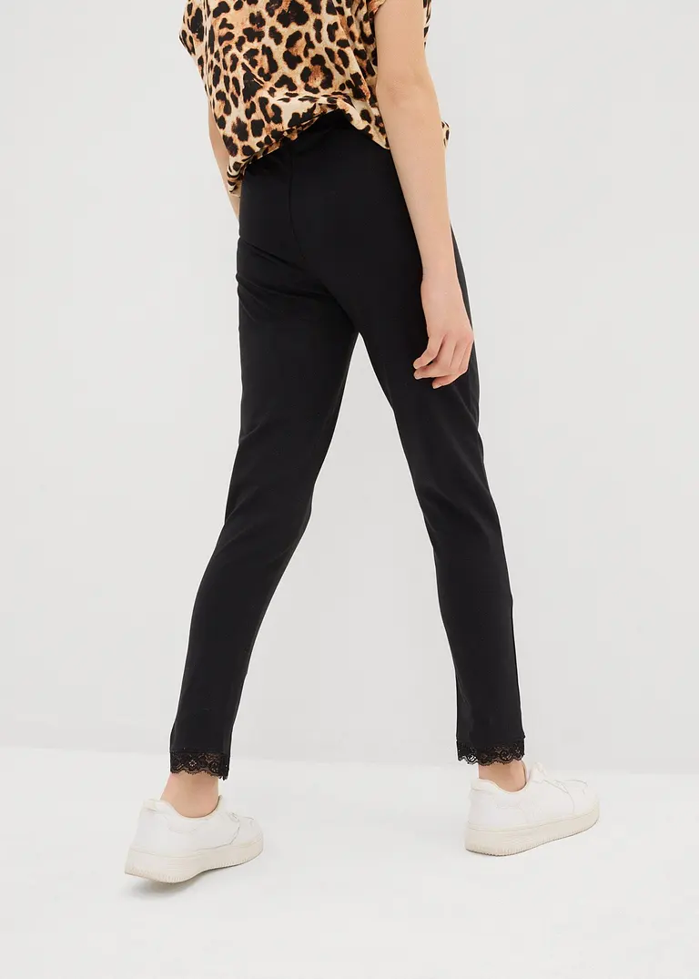 bonprix Mädchen Leggings im Bio-Baumwoll-Mix mit dekorativer Spitze Flash Sale