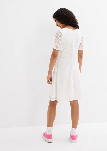 bonprix Süßes Mädchenkleid mit dekorativer Spitze - weiß Begrenztes Angebot