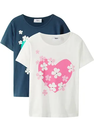 bonprix Doppelpack Mädchen T-Shirt mit romantischem Druck