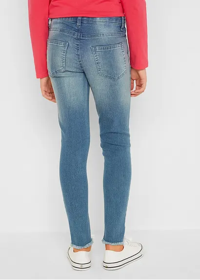 bonprix Mädchen Skinny-Jeans mit Used Effekt - blau - Kinder Vatertagsangebot