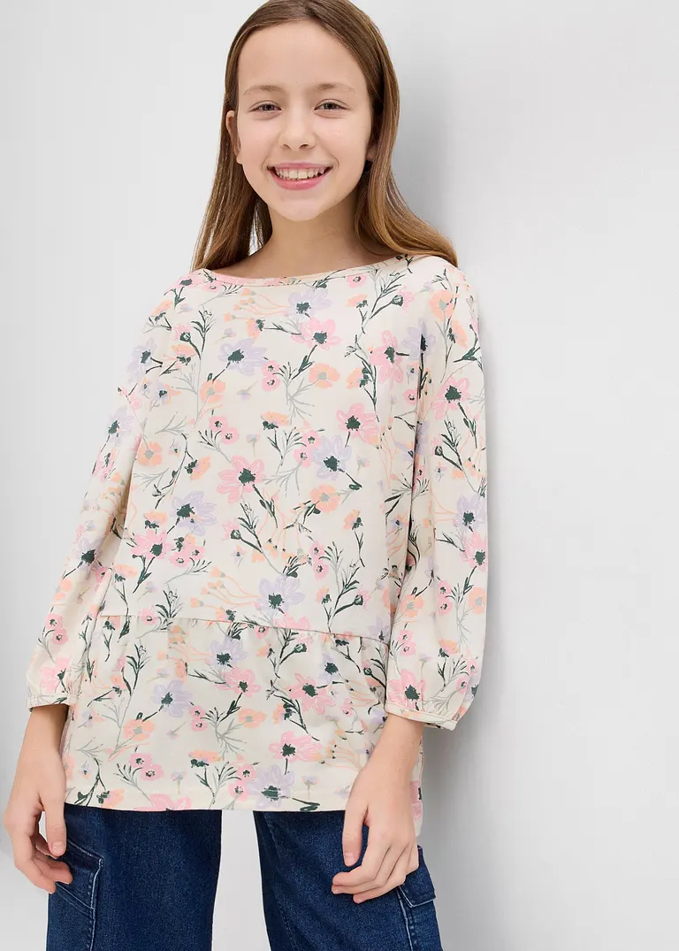 bonprix Süßes Mädchen Shirt mit Volants - beige - Kinder Neueste Mode