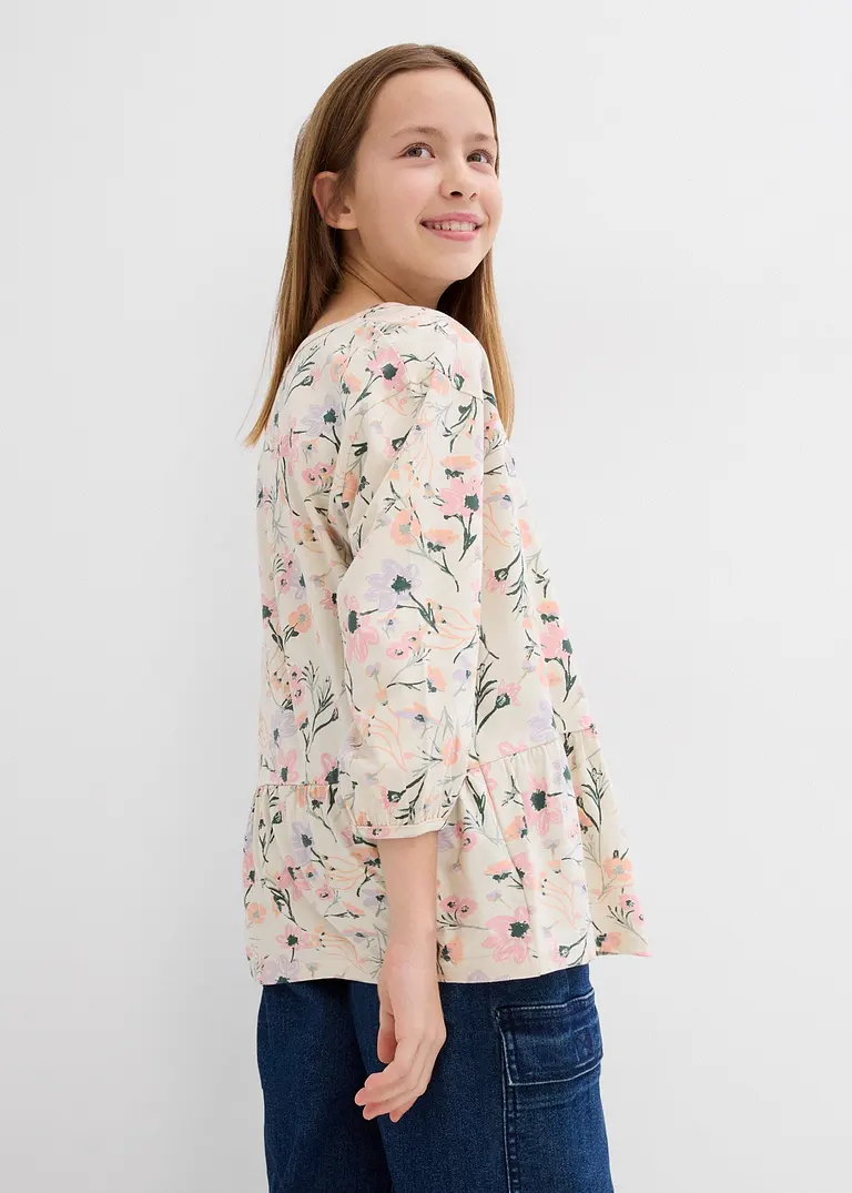 bonprix Süßes Mädchen Shirt mit Volants - beige - Kinder Neueste Mode