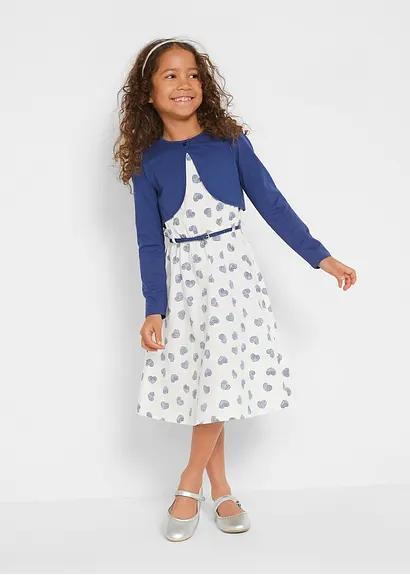 bonprix Tolles Mädchen Set mit Herzchen-Print - blau/weiß Online Outlet