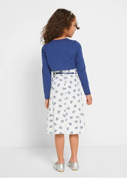 bonprix Tolles Mädchen Set mit Herzchen-Print - blau/weiß Online Outlet