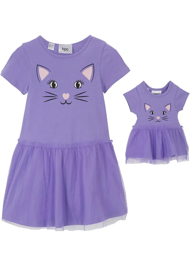 bonprix Set aus Mädchen Kleid und Puppenkleid - lila - Kinder