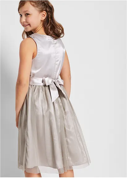bonprix Festliches Mädchen Kleid mit dekorativen Details - silber Räumungsverkauf