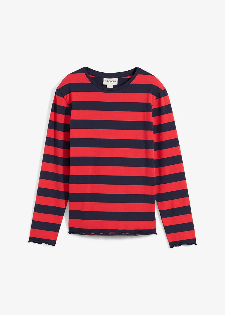 bonprix Mädchen Langarmshirt in Slim Fit aus Bio-Baumwolle - rot Tägliche Deals