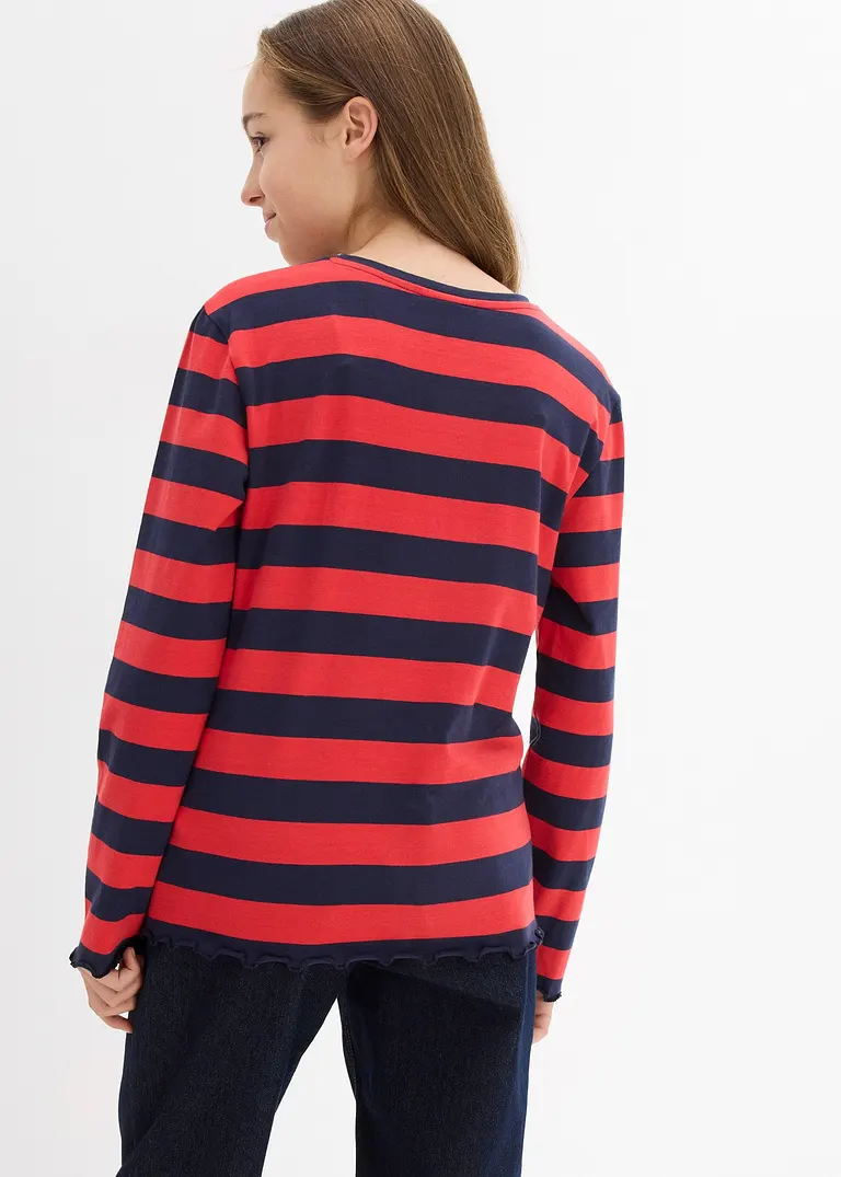 bonprix Mädchen Langarmshirt in Slim Fit aus Bio-Baumwolle - rot Tägliche Deals