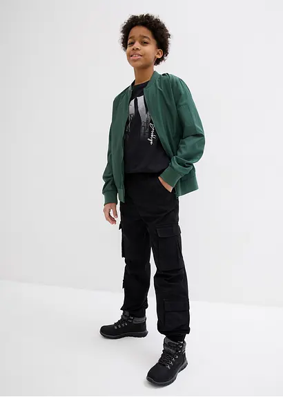 bonprix Cooles Jungen T-Shirt mit großem Druck vorne - schwarz Sonderangebote